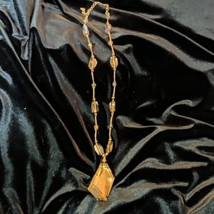 Gold color with gold crystal pendant necklace